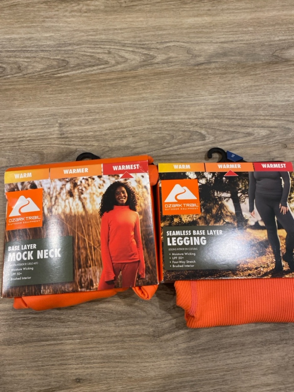 Ozark Trail Women's Base Layer Mock Neck & Leggings - Bright Orange